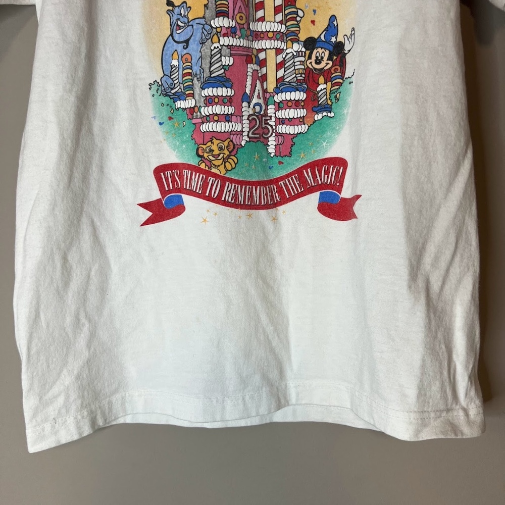 Vintage Disney 25th Anniversary Cake Castle Double Sided T-Shirt Kids 10-12 M - Picture 6 of 8